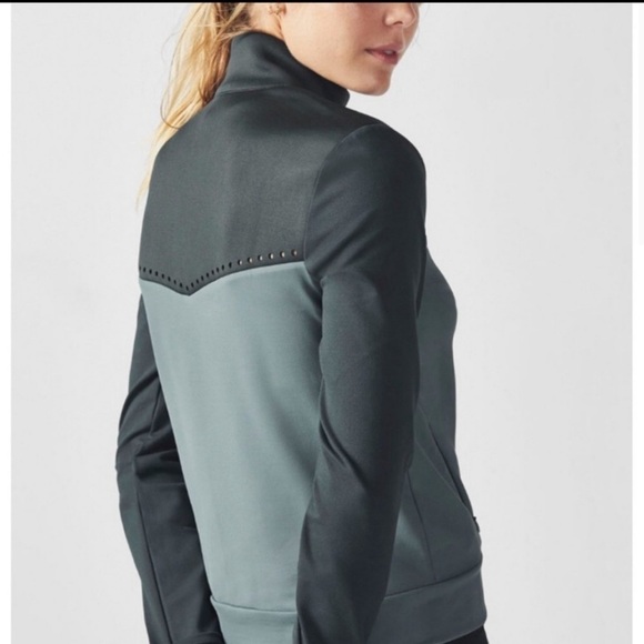 2/$30 FABLETICS Cleo Evergreen Jacket Performance Full Zip Grey & Green Size XS - Picture 2 of 15